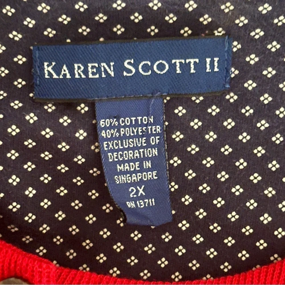 Karen Scott II‎ Holiday Christmas Cardigan Red Size 2X
